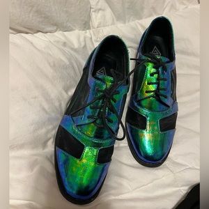 Blue Green Iridescent shoes, sure to turn heads